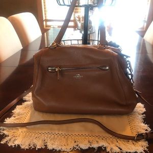Brown leather Coach tote purse